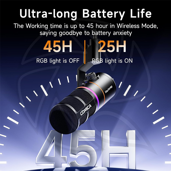 COMICA EJOY D10 PRO (A) RGB Cardioid Dynamic Wireless Microphone/Wired (XLR/Type-C)