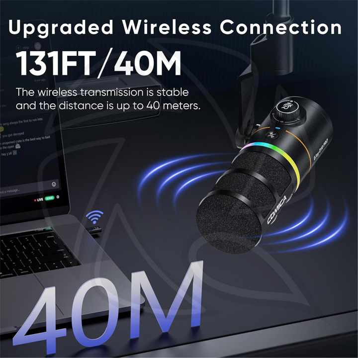 COMICA EJOY D10 PRO (A) RGB Cardioid Dynamic Wireless Microphone/Wired (XLR/Type-C)