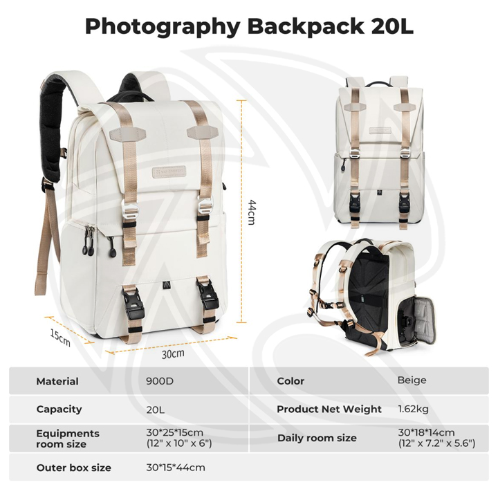 KF13.087AV12 Multifunctional DSLR Camera Travel Backpack 15x30x44cm