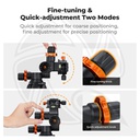 KF31.127Concept Geared Tripod Head, 360°Panoramic 3-Way Ballhead with Quick Release Plate, 6KG Load-bearing for Macro, Star Shooting, Commercial Photography