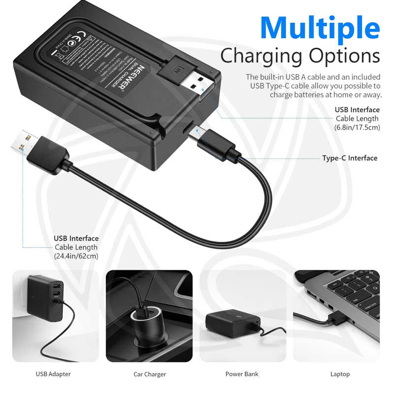 NEEWER NP-FZ100 SONY 2 REPLACEMENT BATTERY 7.2v 2280mAh with CHARGER SET(10103232)