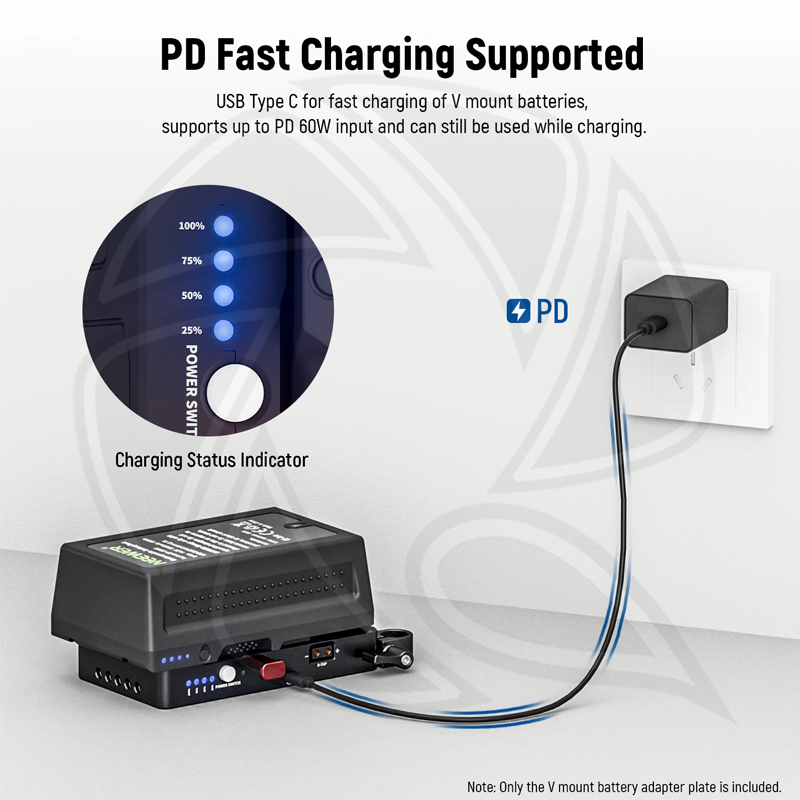 NEEWER VB-A1 V mount Battery with Adapter Plate with Dual 15mm rod clamp VB-A1 (10102660)