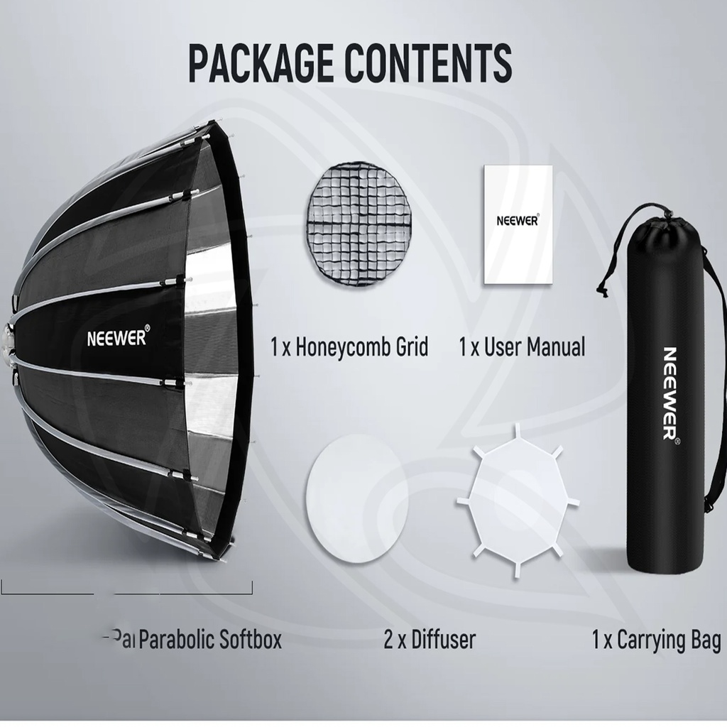 NEEWER NS70P 70cm Deep Parabolic Nylon Alloy Quick Release  softbox with Grid 9778 (10103972) (Bowens Mount Speed Ring)