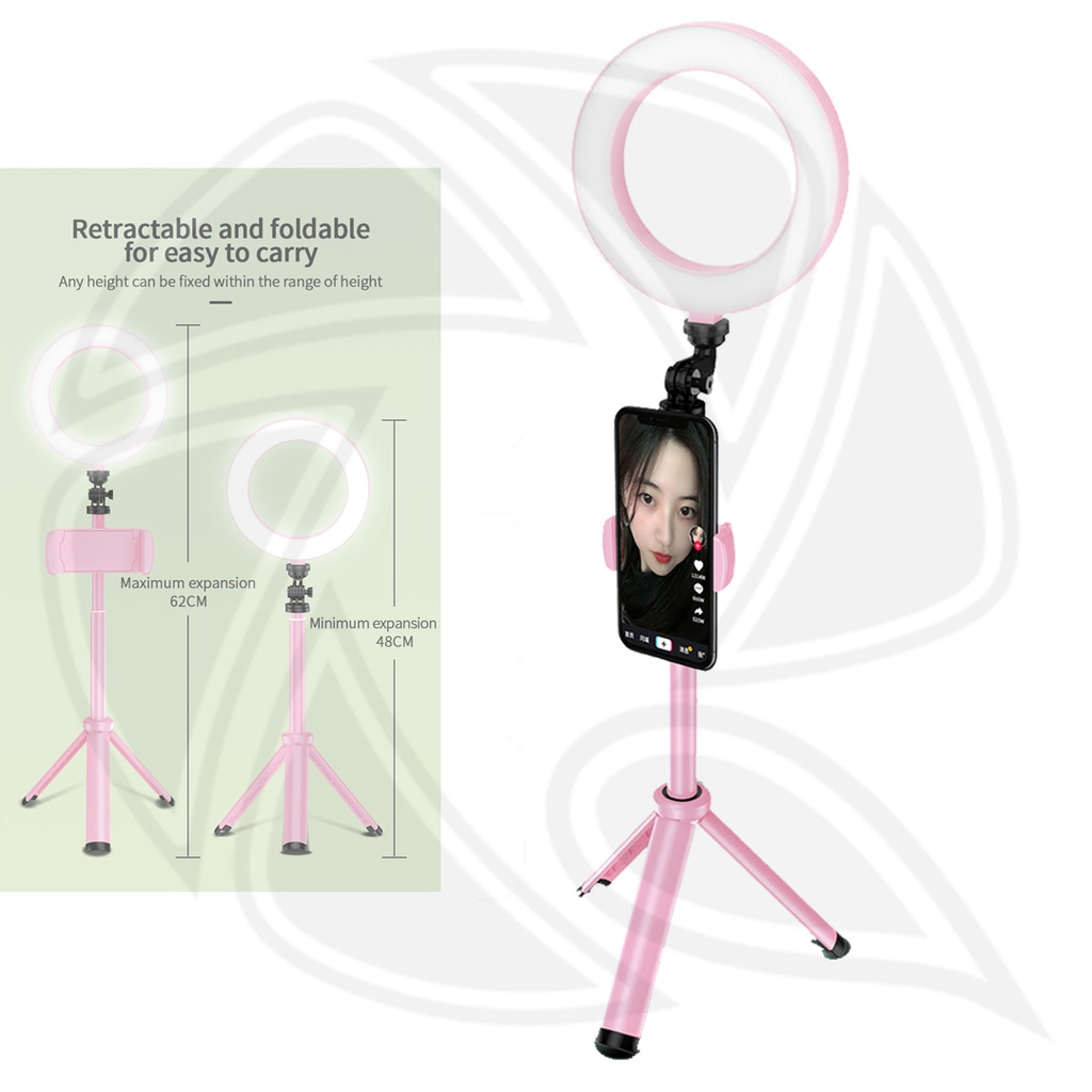 B20 - LED Flash Ring Light with Mobile Phone Holder Tripod for Live or Selfie
