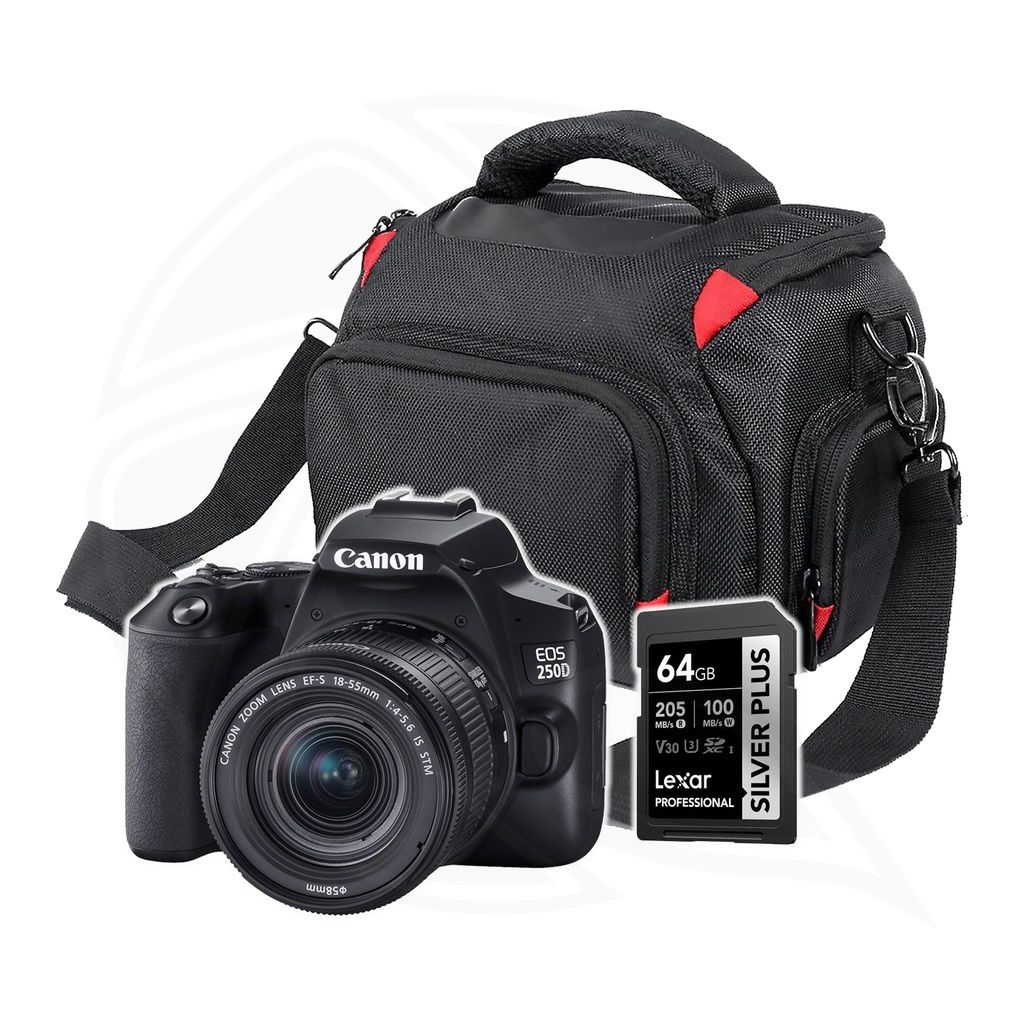CANON EOS 250D (Black) with 18-55 IS STM Lens with Memory Card&amp; Shoulder Bag