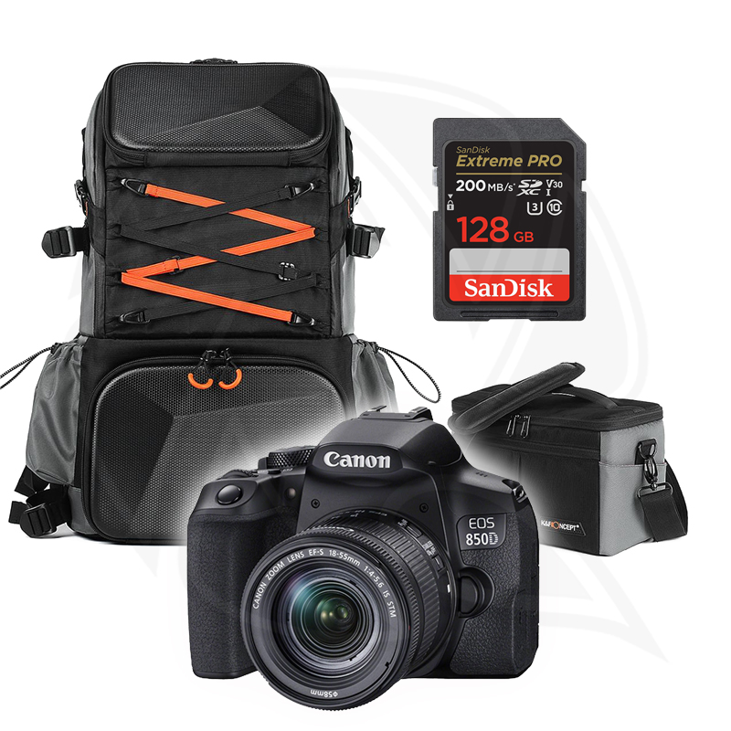 CANON CAMERA 850D EF-S18-55mm f/4-5.6 IS STM with Memory Card , BackBag