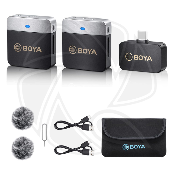 BOYA BY-M1V4 2-Person Wireless Microphone System forType-C Mobile Devices (2.4 GHz)(Neck mic. Wireless)