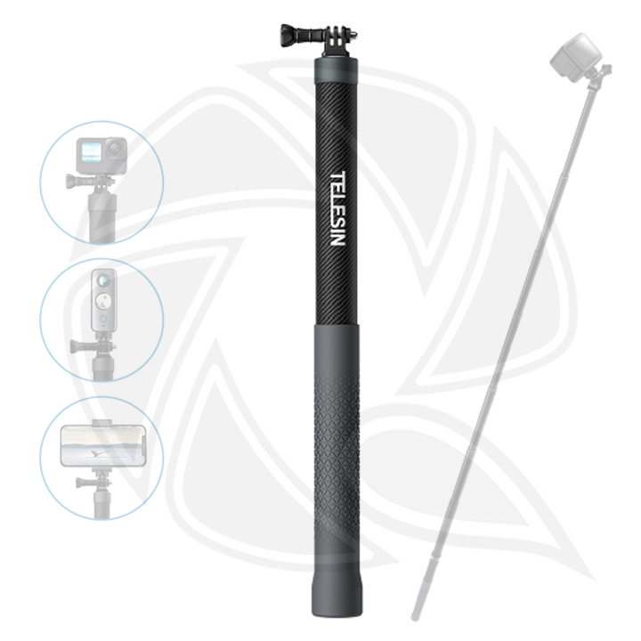TELESIN Third Gen 3m Selfie Stick carbon fiber with rubber handle/GP-MNP-300-3