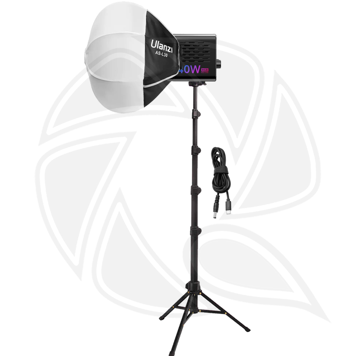 QPS-L024 40W RGB Portable LED Video Light with Lantern Softbox 30cm