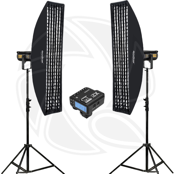 QPS- GODOX FV150 High Speed Sync Flash and Continuous Light LED with Softbox 35x160cm 2Kit for Canon