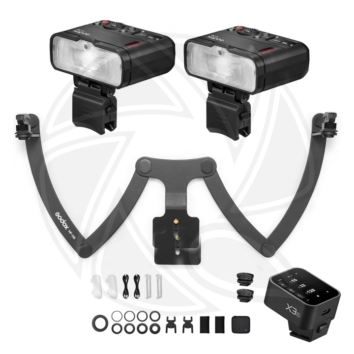 QPS-GODOX MF12 k2 Macro Flash 2-Light with Bracket &amp; Triger Kit for Canon