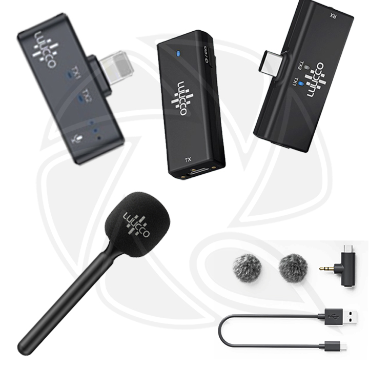 QPS-LUUCCO All in One (Camer,Type-C,iPhone) ProTalker S1 Single Wireless  Microphone with  Handheld Adapter (Neck mic. Wireless)