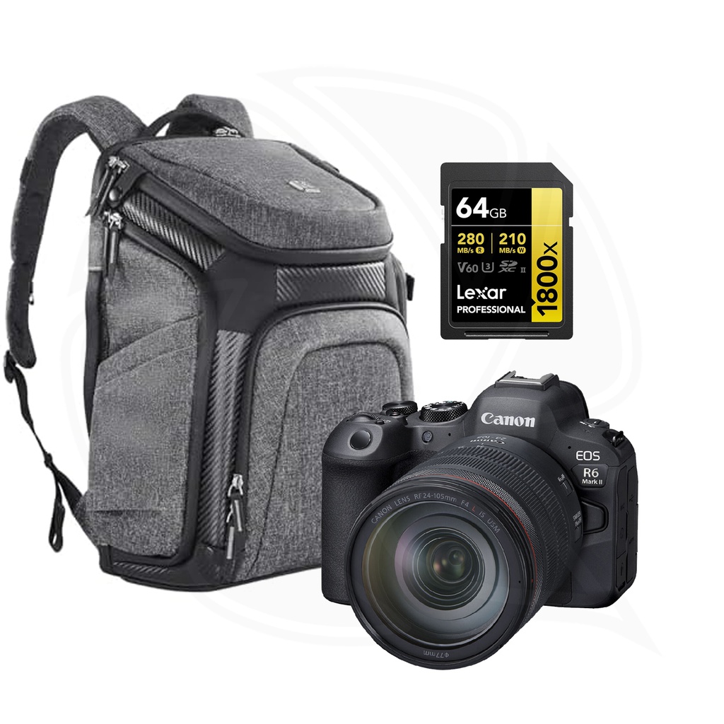 CANON EOS R6 II Mirrorless Camera RF 24-105 F4L IS USM&amp; Memory Card &amp; Backpack Bag