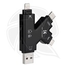 KF42.0006 Card Reader 4in1 for iPhone/iPad/Android/Mac/Computer/Camera,  Micro SD Card Reader Tracking Camera Viewer, Portable Memory Card Reader SD Card Adapter Compatible with SD and Micro SD Card/TF Card ( black)