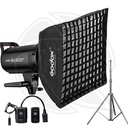 QPS-GODOX SK300II Flash with Softbox 60x60cm &amp;Lightstand - 1KIT 