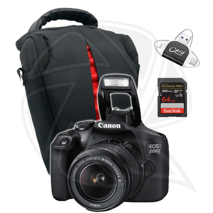 CANON CAMERA EOS 2000D EF-S 18-55mm III with Conical Bag &amp; Accessories