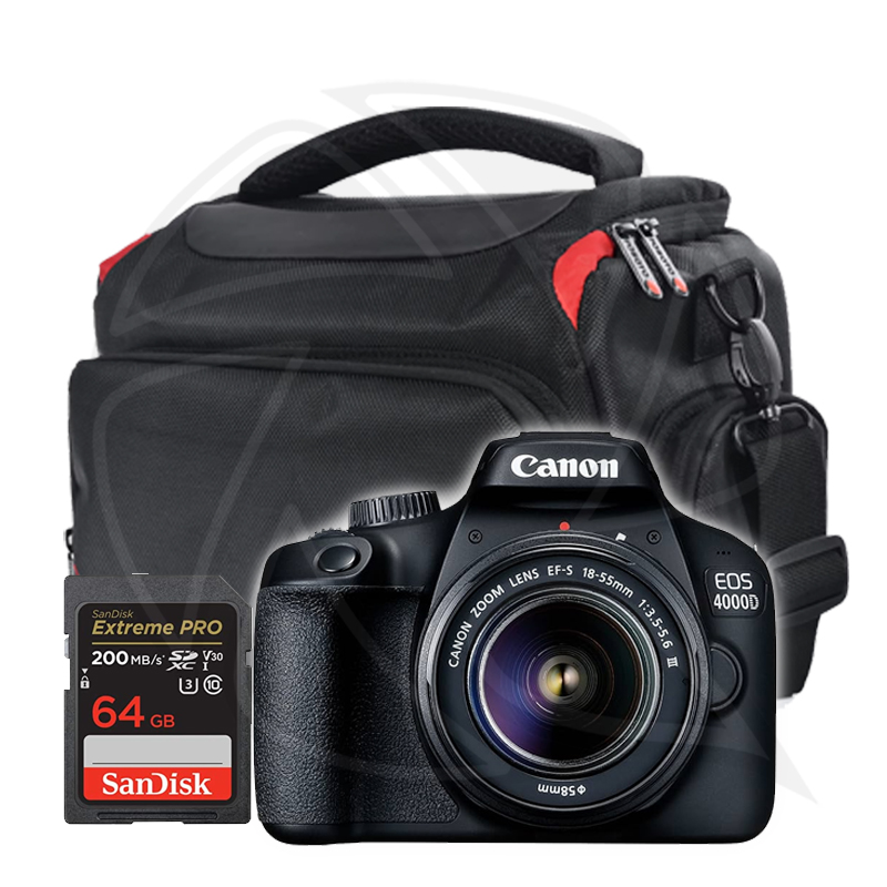 CANON CAMERA 4000D 18-55 III KIT DC with with Conical Bag &amp; Accessories 