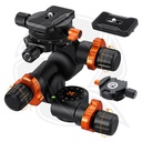 KF31.127Concept Geared Tripod Head, 360°Panoramic 3-Way Ballhead with Quick Release Plate, 6KG Load-bearing for Macro, Star Shooting, Commercial Photography