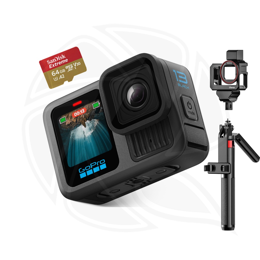 QPS-GoPro HERO13 Black with ram 64gb Micro &amp; Cage &amp; Self Stick
