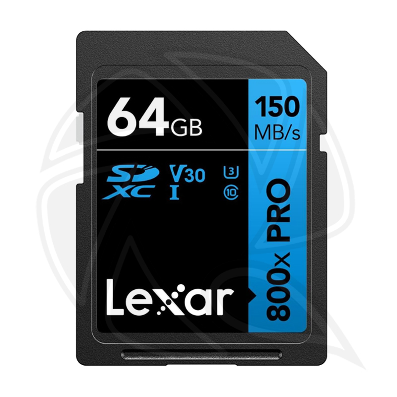 LEXAR 64GB Professional 800x PRO SDXC UHS-I card up to 150MB/s C10 V30 U3  (LSD0800P064G-BNNNG))