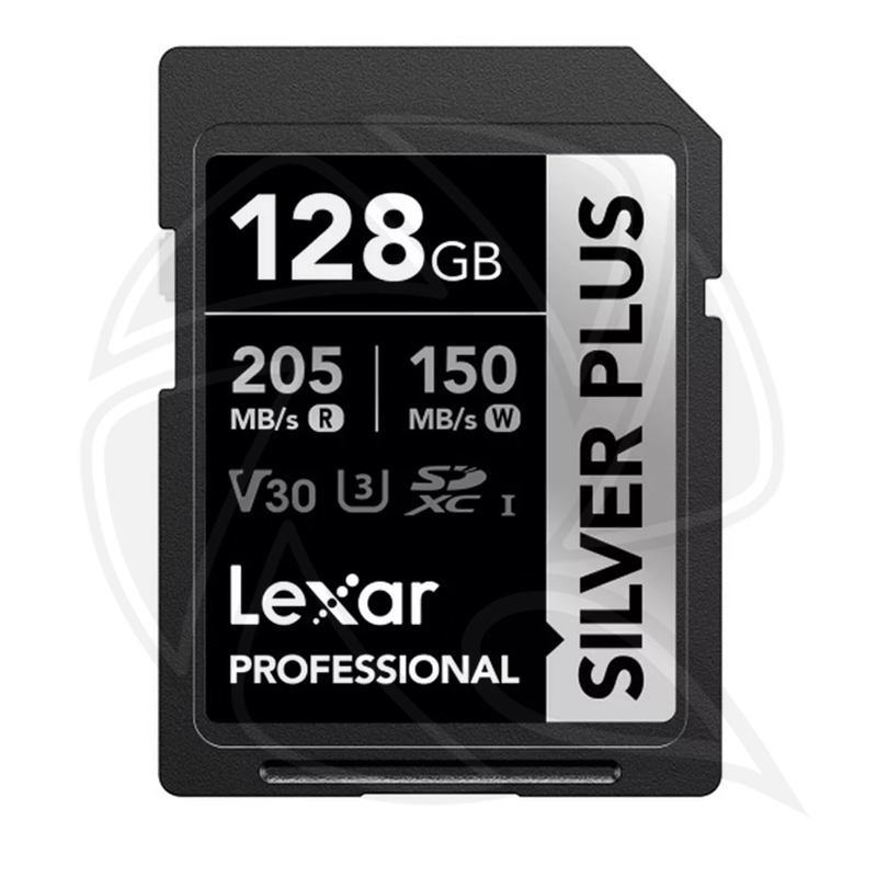 LEXAR 128GB Professional SILVER PLUSE SDXC UHS-II card up to 205MB/s read 150MB/s write C10 V30 U3  (LSDSIPL128GB-BNNNG) 
