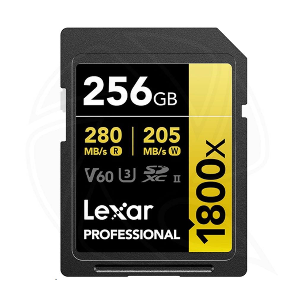 LEXAR  256GB  Professional 1800x SDXC™ UHS-II cards,  up to 280MB/s Read 205MB/s Write C10 V60 U3 (LSD1800256G-BNNNG)