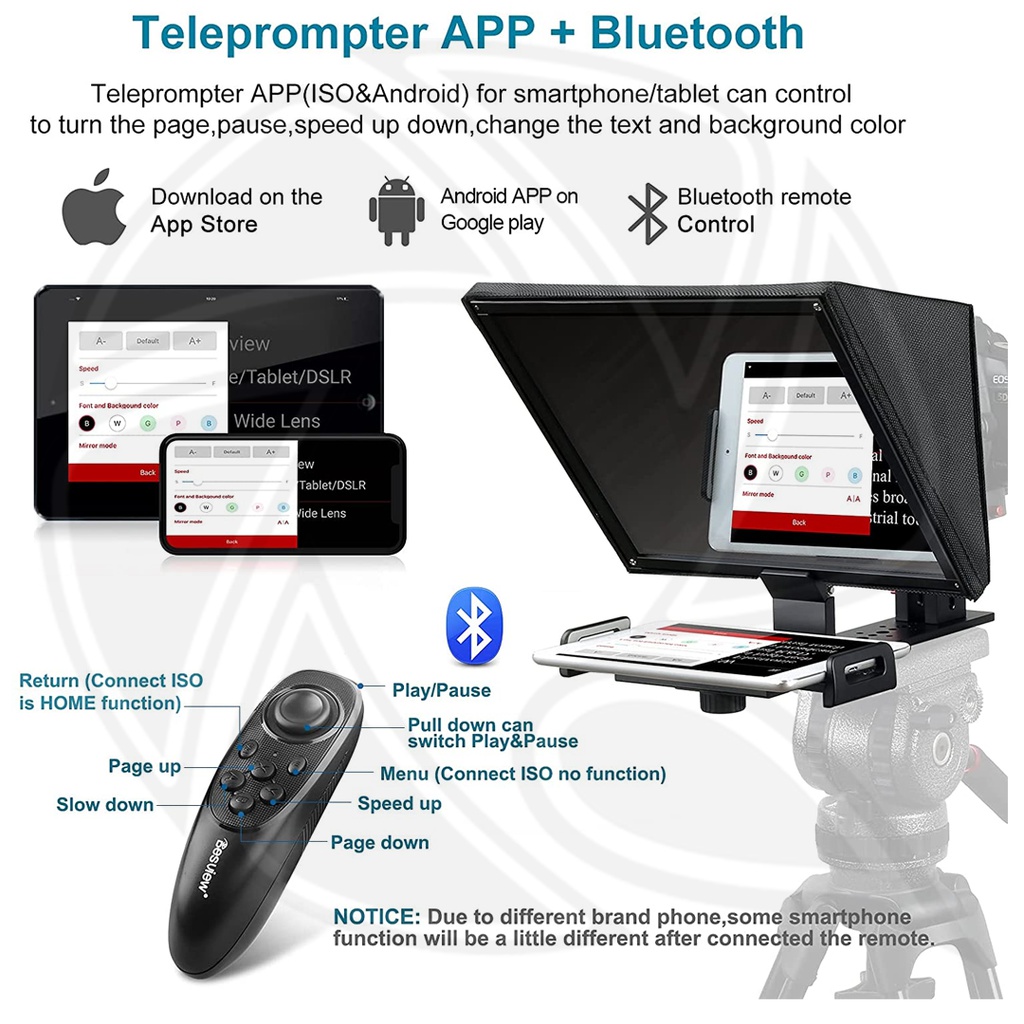 DESVIEW T12 Teleprompter with Remote Control for iPad/Tablet/Smartphone
