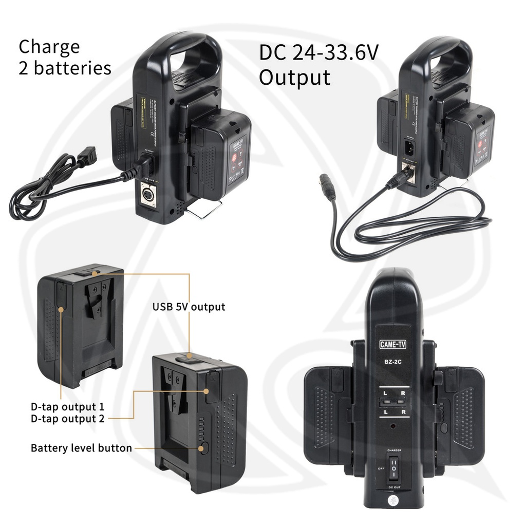 CAME -TV BZ-2C-MINI99 2pcs mini lightwheight  battery (with 2 D-tap ,1USB 5v, charger Convert)