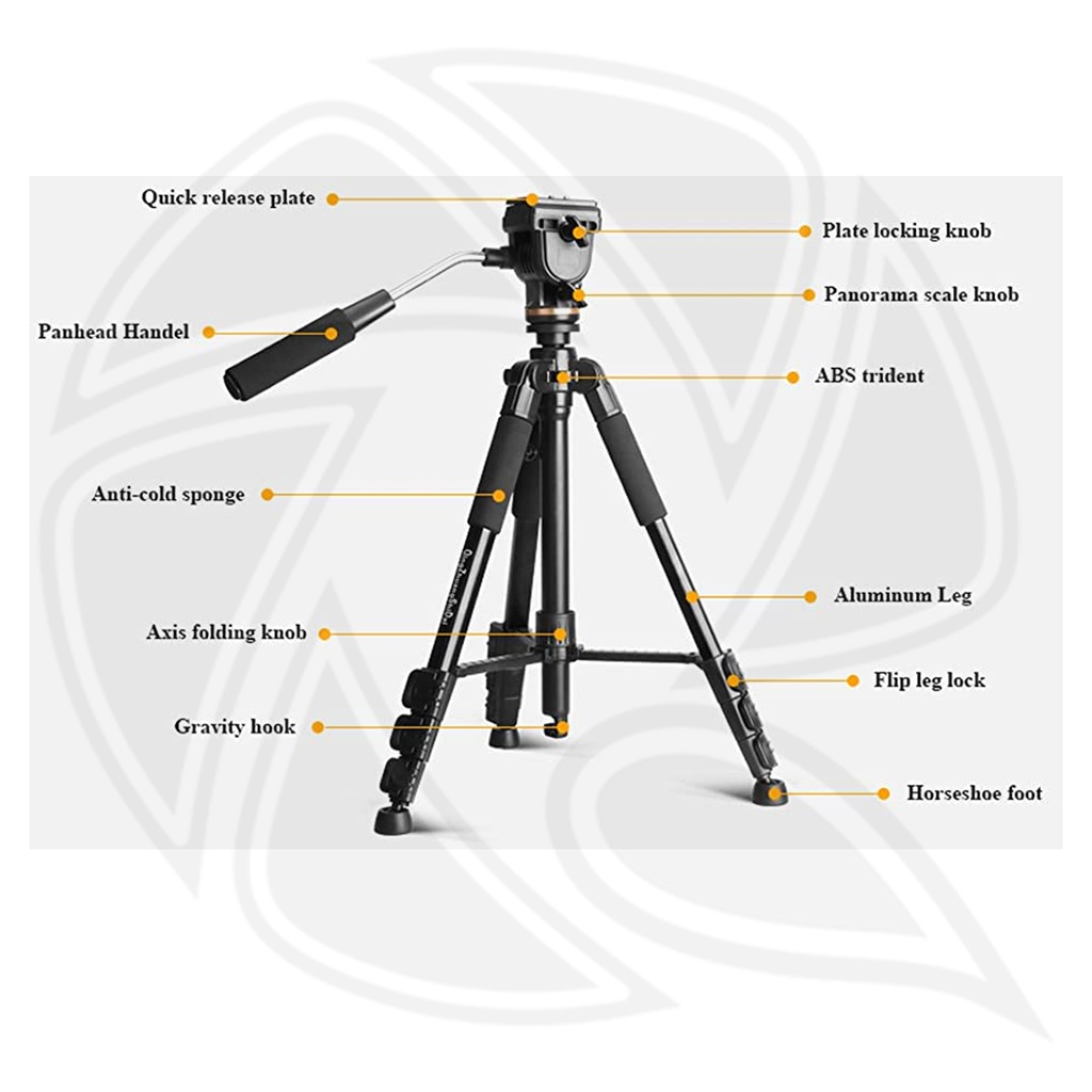 QZSD Q111S Tripod  Camera Tripod Stand with Handle Ball Head