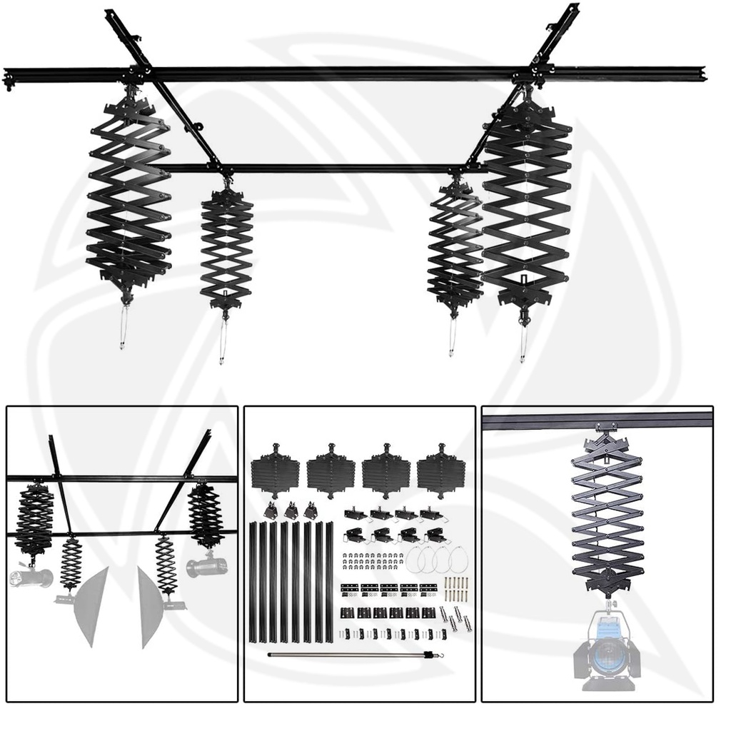 QIHE A3304 Ceiling Track Professional Pantograph Photography Photo Studio 4 light