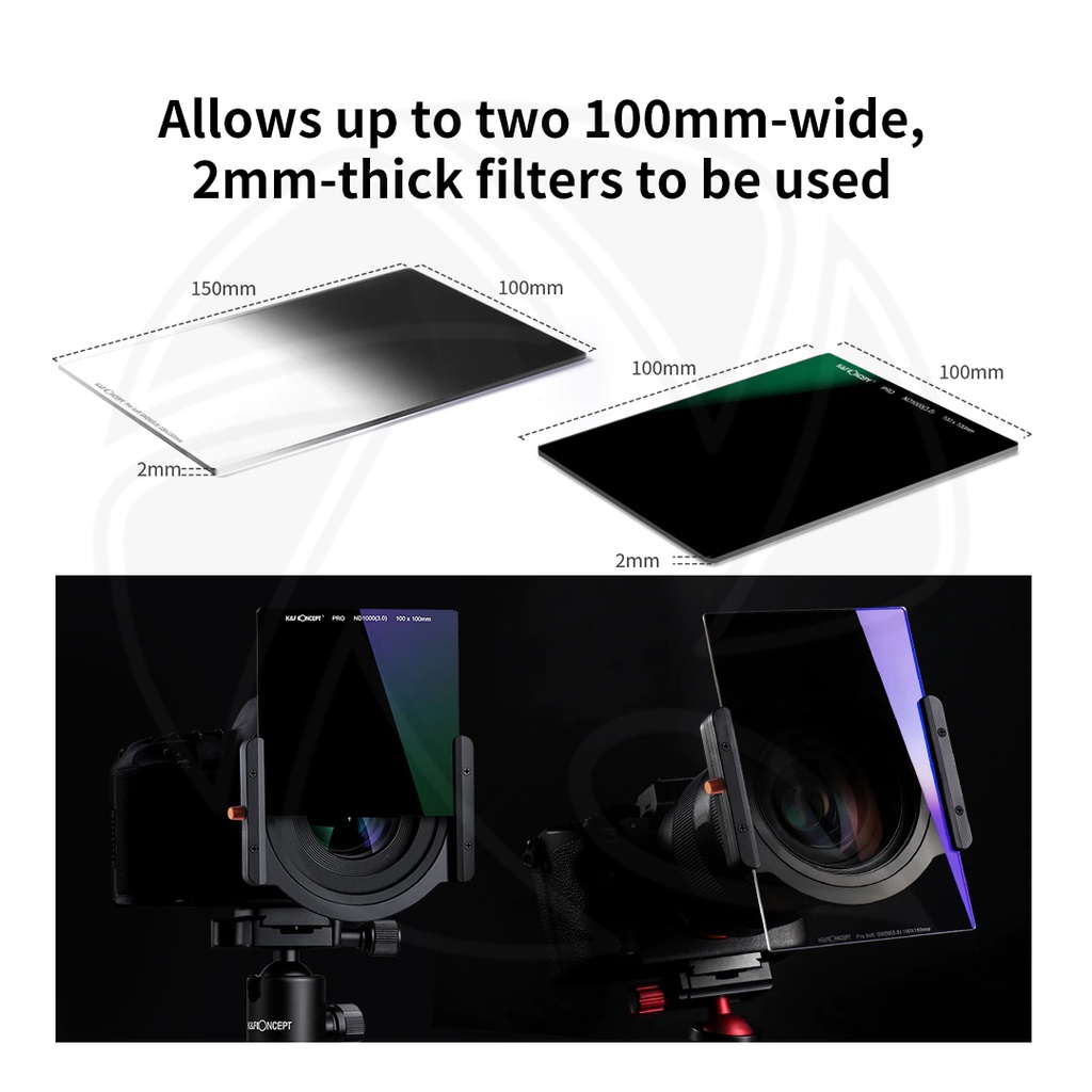 K&amp;F SQ filter Kit, 100*100*2mm Square  Nd1000 filter , HD waterproof Anti Scratch, Green Coated+ Square filter Holder + 8pcs Square Filter ring (49,52,58,62,72,77,82mm) Nano X