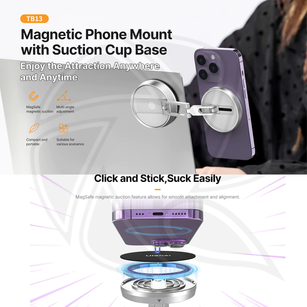 ULANZI TB13 Magnetic Phone Mount with Suction Cup Base T051GBS1