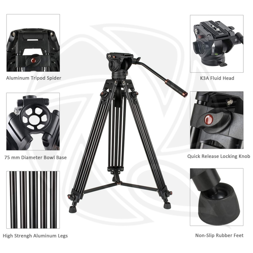 TRIOPO DV965S + HY550 Professional Aluminum Heavy Duty  Tripod