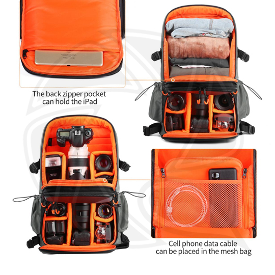 KF13. 107 Waterproof Backpack, Large Size for DSLR Cameras