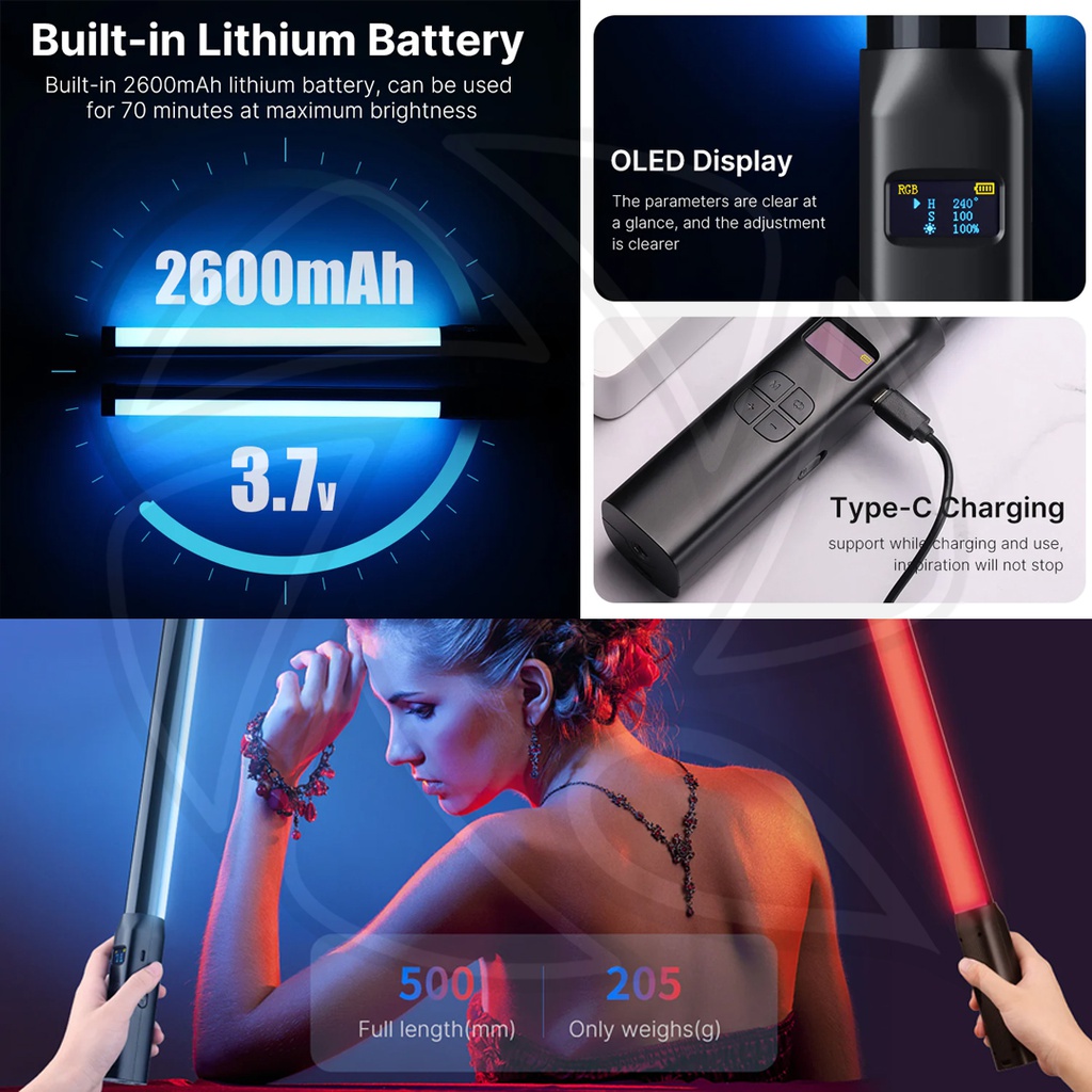 ULANZI  VL119 RGB Tube Light Handheld LED Video Light Wand (2907)