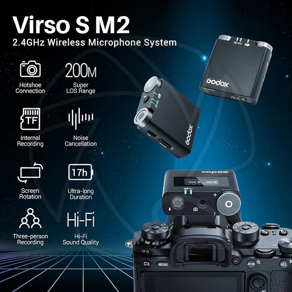 GODOX Virso S M2 2-Person Wireless Microphone System for Sony Cameras and Smartphones (2.4 GHz)