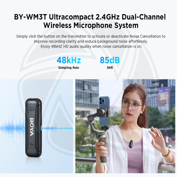 BOYA - BY-WM3T-U2  Dual Channel Wireless Microphone for Tape-C Mobile