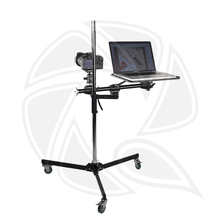 QPS-Wheeled Light Stand with dual mount arm