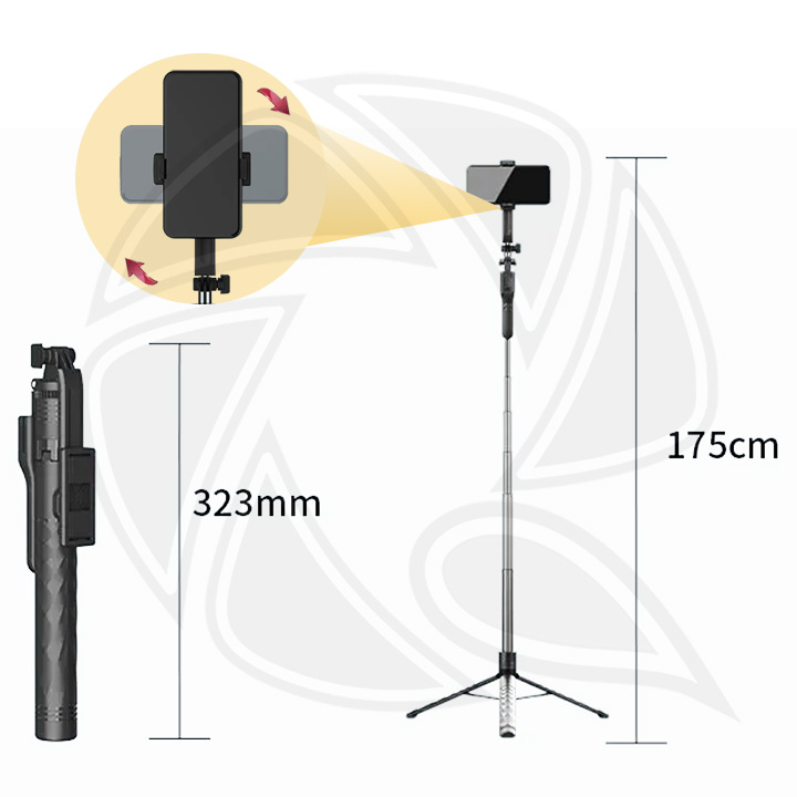 JMARY- KT239 Rotation Design Camera Mount Holder 1.75m Telescopic Phone Selfie Stick Tripod