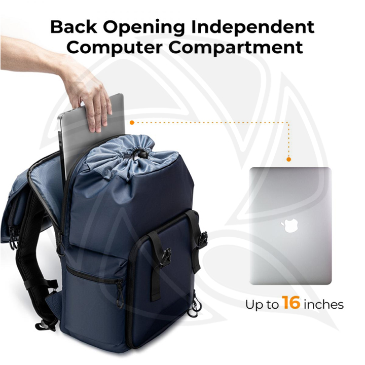 KF13.098V3 Camera Backpack Bag 25L  with 15.6&quot; Laptop Compartment for DSLR/SLR Mirrorless Camera Blue
