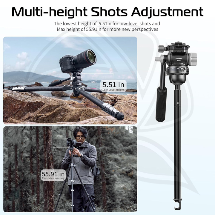 ULANZI TT09 VideoGo Carbon Fiber Travel Video Tripod T033GBB1