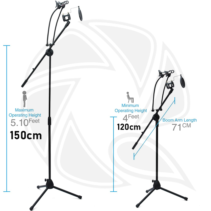 Powerpak Multi-function Universal 360 Arm Adjustable Design Microphone Stand with 2 Mobile Holder