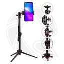 QPS-  MT68 Table-Top Extendable Foldable Tripod Stand for Mobile Phones with Ring Meeting Live Broadcast Fill Light