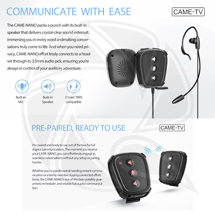 CAME-TV Nano, Small Digital Wireless Intercom Pod - NANO 4PCS KIT