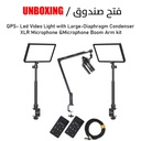 QPS- Led Video Light with Large-Diaphragm Condenser XLR Microphone &amp;Microphone Boom Arm kit