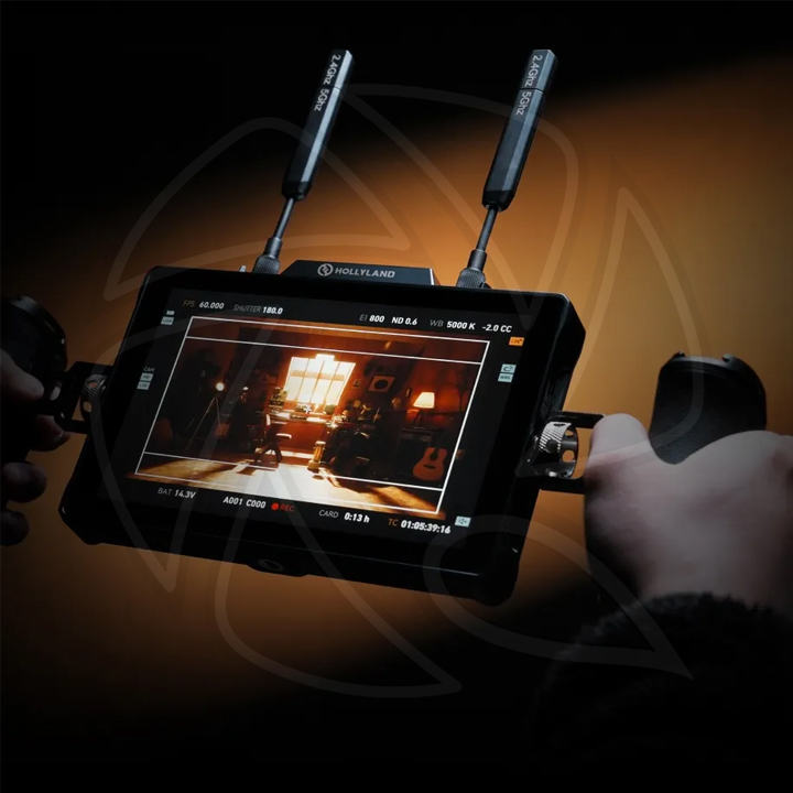 QPS- Hollyland Pyro 7 Wireless Transceiver Monitor with Dual Hand Grip