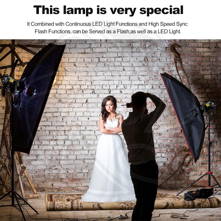 QPS-  FV150 High Speed Sync Flash/Daylight LED Monolight with Sofrbox 35x140cm 2Kit