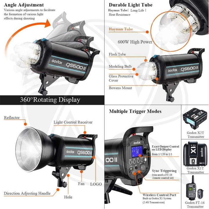 QPS-GODOX QS600II-D 3KIT 3-Light Studio Flash Kit with LP800X Power Inverter