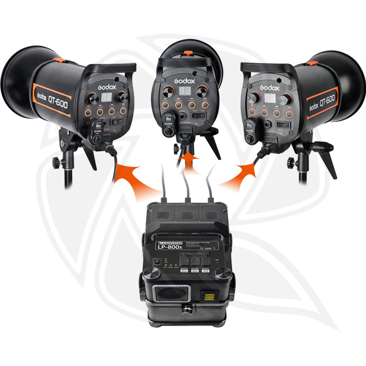 QPS-GODOX QS600II-D 3KIT 3-Light Studio Flash Kit with LP800X Power Inverter