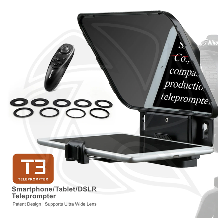 DESVIEW T3 20cm Teleprompter for Smartphone Tablet DSLR